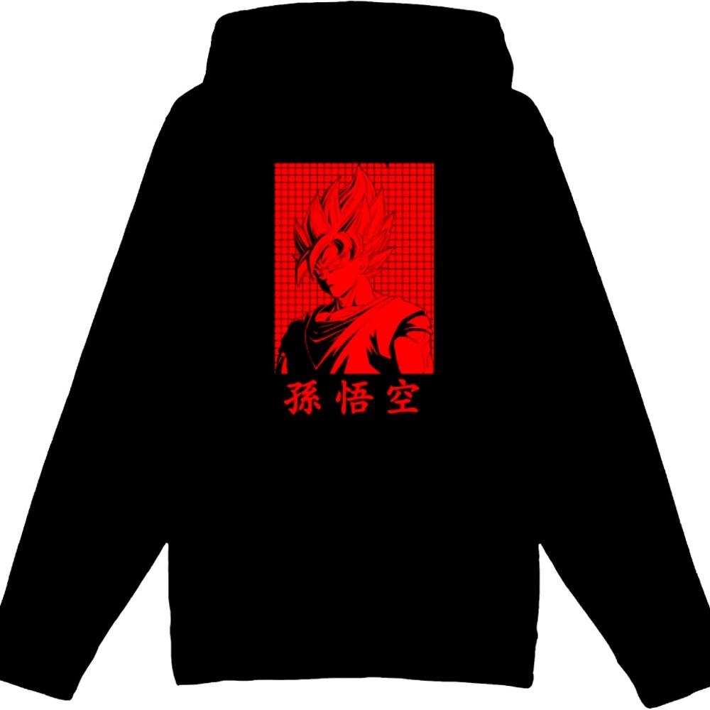 Bioworld Dragon Ball Z Red Goku Character Black Graphic Hoodie new with tags